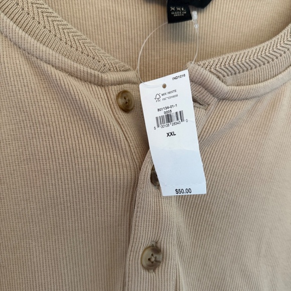 Banana Republic Men's Tan Taupe Beige Henley Short Sleeve XXL NWT - Picture 4 of 6